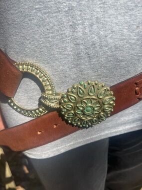 Boho Woven Women’s Braided Belt With Southwestern Engraved Buckle